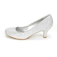 thumbnail image 3 of Dream Pairs Women's Bridal Wedding Party Low Heel Pump Shoes Luvly Silver Size 7.5, 3 of 6