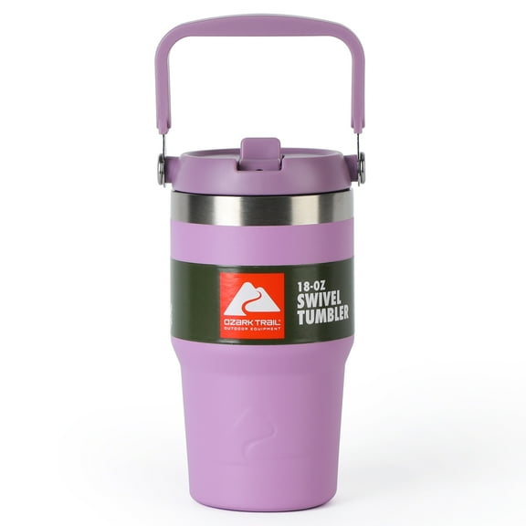 Ozark Trail 18 oz Insulated Stainless Steel Tumbler with Swivel Handle, New Lilac