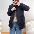 thumbnail image 2 of Abrigos acolchados para mujer, ligeros, de algodón añadido, estilo coreano, chaquetas de béisbol, holgados, informales, de longitud media, ropa vintage de invierno para mujer, 2 of 5