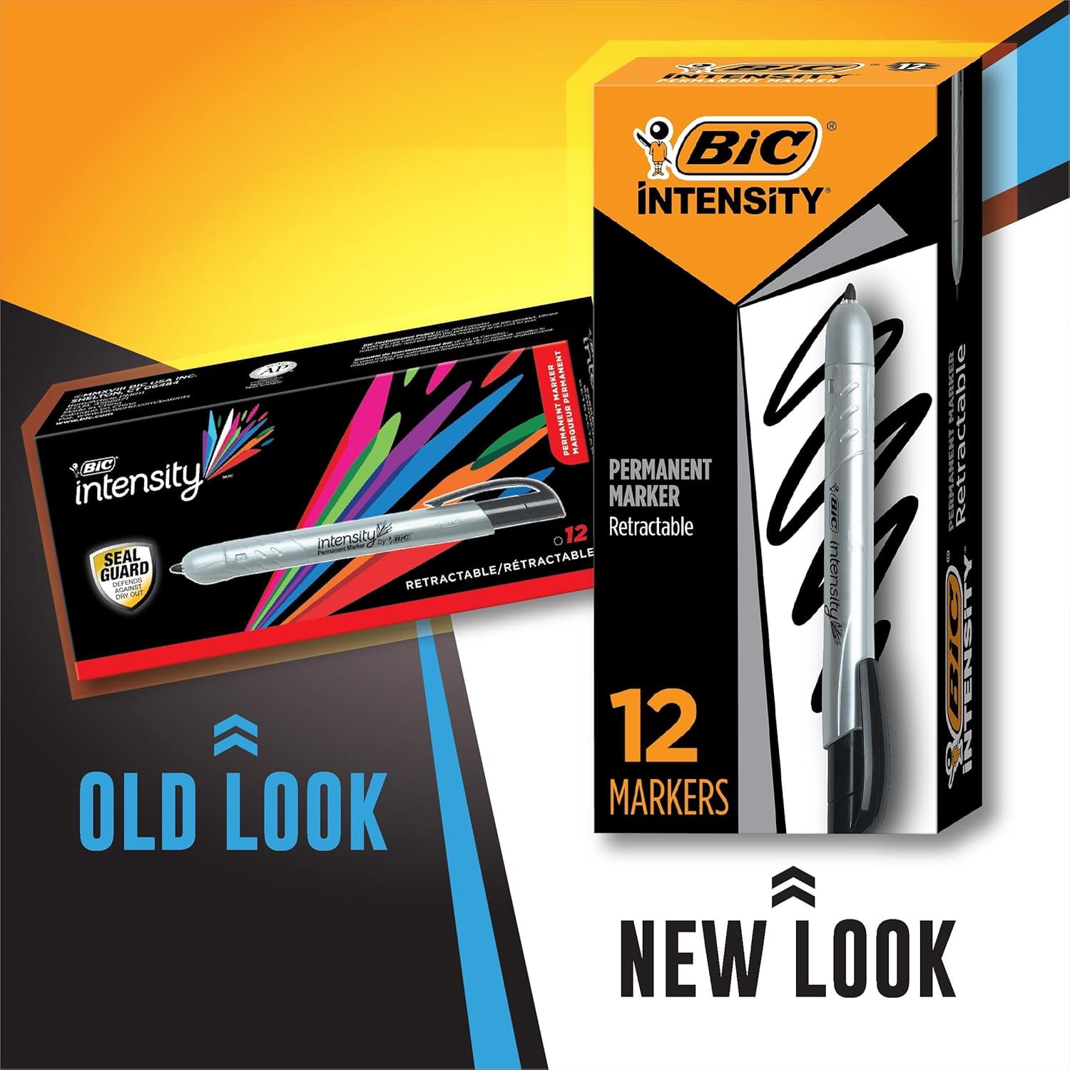 BIC Intensity Retractable Permanent Markers, Fine Bullet Tip, Black, 12-Count Pack, Markers for Teachers and Office Supplies