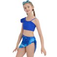thumbnail image 3 of Ardorlove Girls Swimsuit 3 Pcs Bathing Suits Ruffle Sleeve Swimwear Tropical Print Cover Up Skirt Kids Teen Bathing Suit 9-16 Years, 3 of 9