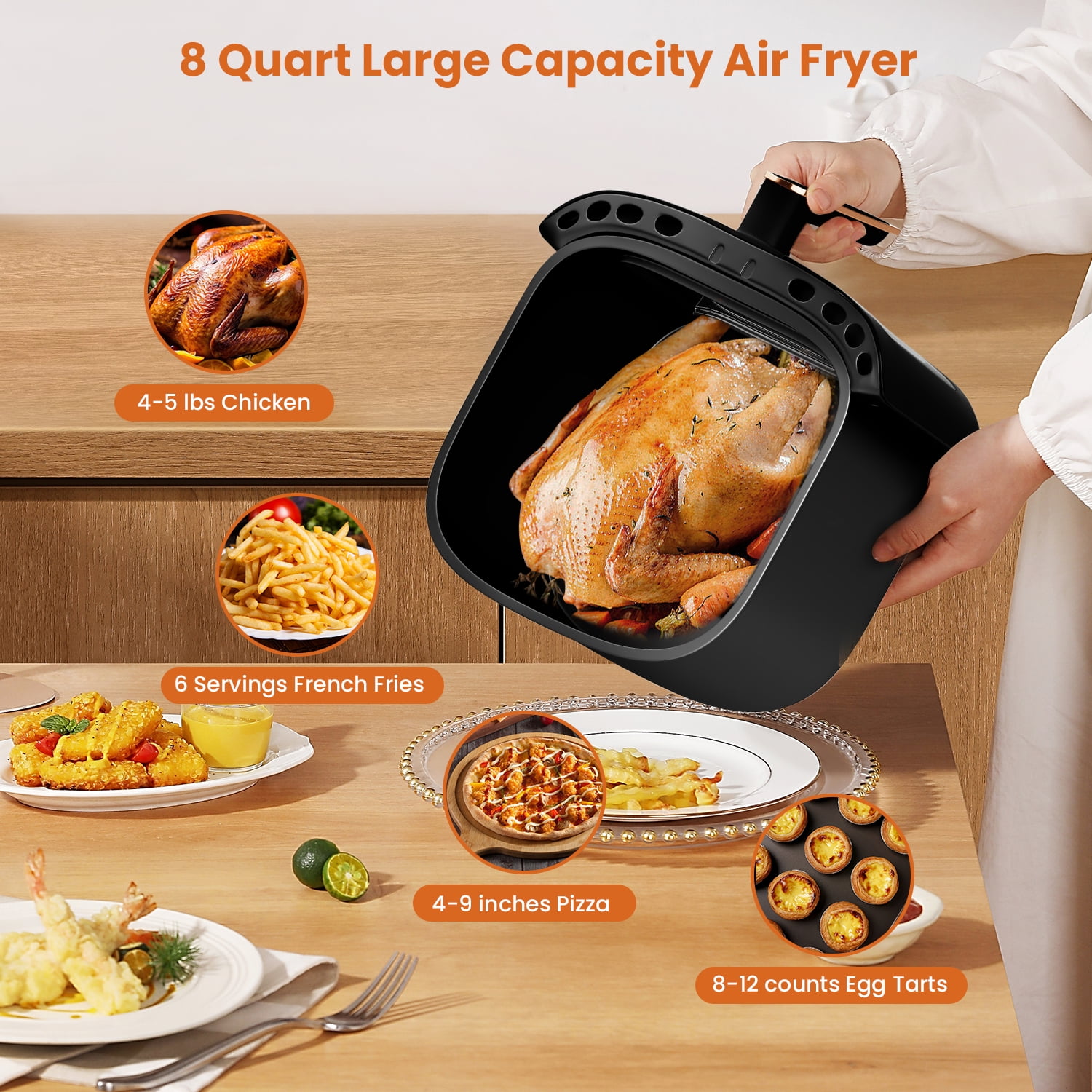 Big Capacity 8L 6L Air Fryer with Visible Cover Touch Screen Reservation  and Defroze Multifunctional Non-Stick Visible Window Electric Air Frying  Fryer - China Air Fryer and Fryer price