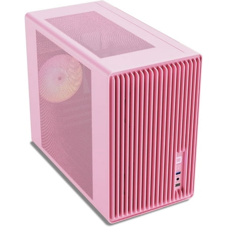 Vetroo M06 Micro-ATX/Mini-ITX Gaming PC Case, Compact High Airflow Mesh Mid Tower, Supports 5×120mm Fans & 240mm Liquid Cooling, GPU Up to 355mm, Adjustable PSU Mount, USB Type-C I/O - Pink