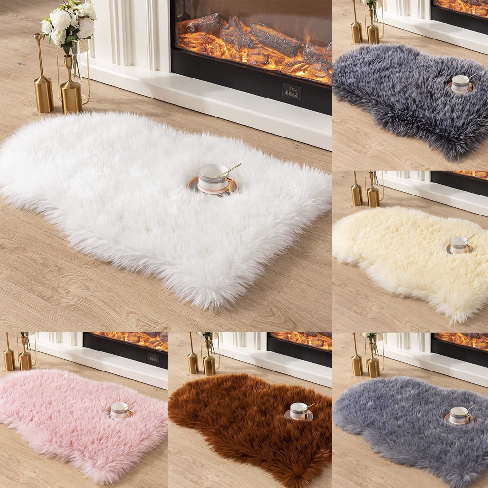 Soft Faux Fur Sheepskin Carpet Round Shape Fluffy Rug Mat for Sofa Car Stools 