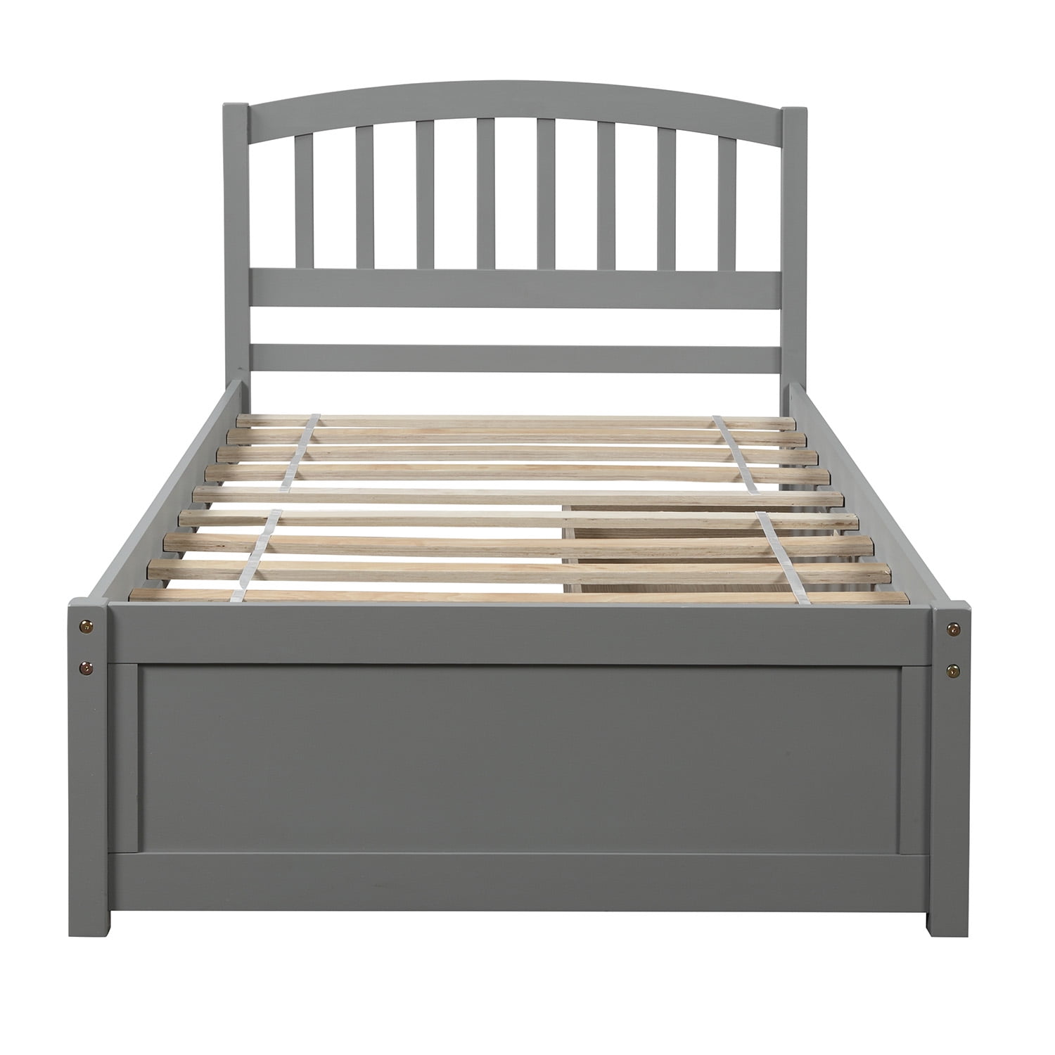 Holaki Twin Size Wood Bed with 2 Storage Drawers for Kids, Gray