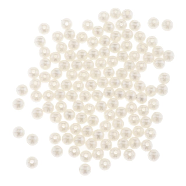 Cuentas de perlas ABS redondas, pequeñas y sueltas, con agujeros para manualidades. Beige 8mm 130uds