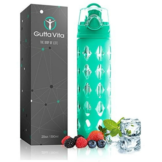 20 Oz Glass Water Bottle Fruit Infuser With Silicone Sleeve