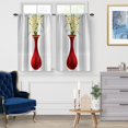 thumbnail image 2 of Flower in Vase Kitchen Curtains - Rustic Vintage Flower Short Cafe Curtains for Bathroom Living Room Decor Tier CurtainsCountry Floral Plant Rod Pocket Window Drapes 24 Inches Length 2 Panel Set, 2 of 5