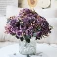 thumbnail image 4 of Peonies Artificial Flowers Silk Pink Artificial Peonies Bouquet Flower Arrangements Mixed Roses Hydrangea with Stems for Centerpiece Table Wedding Bridal Bouquets Home Decor （Purple）, 4 of 5