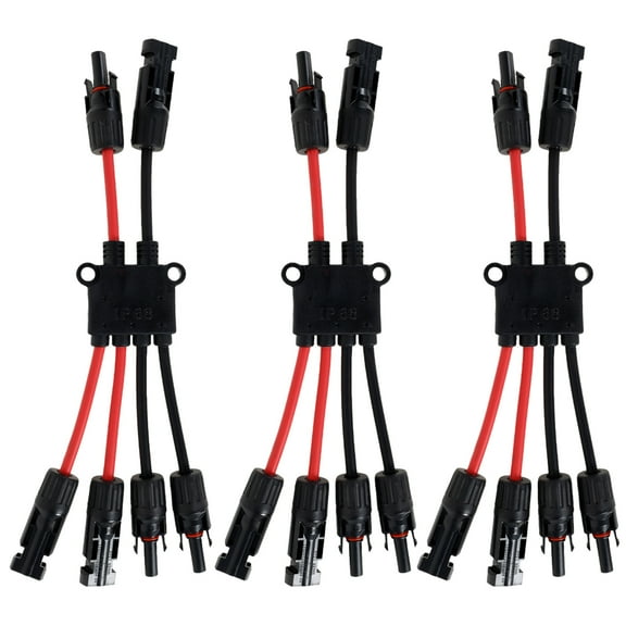 Sutowe 1/2/3 Pcs Solar Panel Connector IP67 Waterproof Solar Parallel Connector Efficient Y Branch Parallel Adapter for Home Roofing Parking Charging Pile