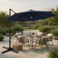 thumbnail image 5 of 10 ft Solar-Powered Cantilever Patio Umbrella with 28 LED Lights, 360° Rotation & 6-Level Tilt,Navy Blue, 5 of 8