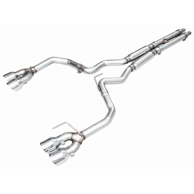AWE Tuning Exhaust System Kit 3020-42375 Track Edition Cat-Back System; Stainless Steel; Without Muffler; Dual Exhaust With Dual Outlet; Rear Exit; Chrome Silver Quad Tips