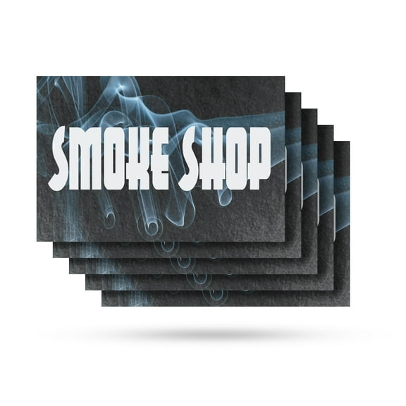 Smoke Shop Vinyl Decal 5 Pack of 24 Inch x 36 Inch Weatherproof Heavy-Duty Adhesive Backing | Tobacco Products, CBD Sales, Professional Display | Made in USA