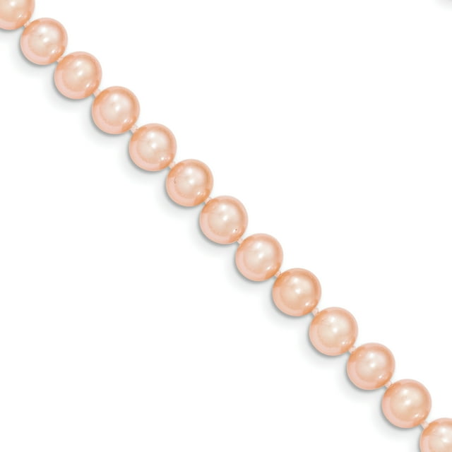 14K Or Jaune 7-8mm Rose FW Cultivé Près de Collier de Perles Rondes 18 Pouces