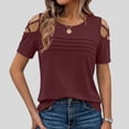 thumbnail image 2 of Summer Tops for Women Plus Size Summer Solid Color Slant Neck Sleeveless Top Womens Blouses Wine XS, 2 of 10