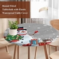 thumbnail image 4 of Grey Snowman Christmas Round Tablecloth, Fitted Table Cover with Elastic for 45"-54" Round Tables, Gifts Xmas Tree Winter Snowflake Table Cloth Outdoor Indoor Dinning Party Waterproof Tablecloths, 4 of 7