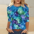 thumbnail image 3 of VBVC Women's 3/4 Sleeve Tie Dye Tops,Ladies Breathable Tunic T-Shirts,Spring Fall Basic Business Tees For Women,Multicolor,Size M, 3 of 6