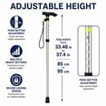 thumbnail image 5 of Folding Walking Cane with 6 Reflective Stickers, Adjustable Collapsible Aluminum Walking Stick for Men Women Seniors, Lightweight Travel Cane with T Handle, Wrist Strap, Non Slip Tip, Silver, 5 of 9