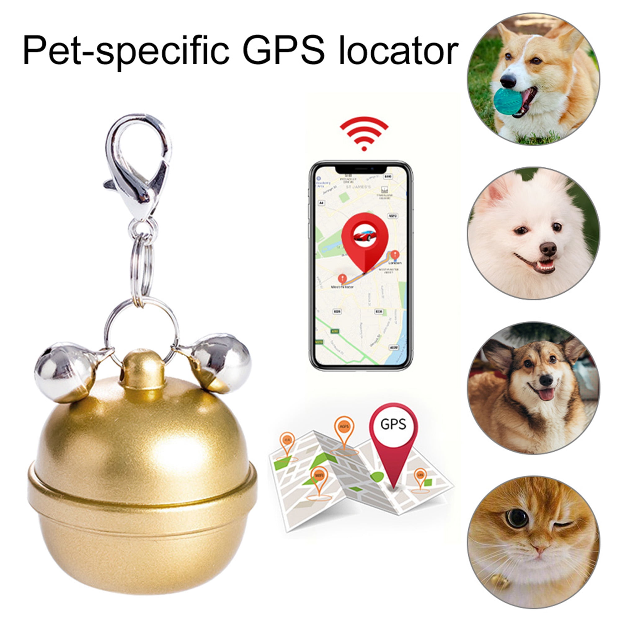 Pet Locator, Anti-lost Waterproof GPS Dog/Cat Tracker Wireless Collar Locator Electronic fence alarm, Historical Trajectory Playback, Support Multiple Caregivers