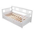 thumbnail image 4 of Twin Wood Daybed with Roll Out Twin Trundle, Trundle Daybed Twin Size, Standard Twin Bed Frame, No Box Spring Required Sturdy Sofa Bed for Bedroom Living Room, 4 of 7