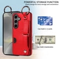 thumbnail image 6 of SaniMore Case for Samsung Galaxy S23 FE, PU Leather Durable [Back Card Slots] Wristlet Kickstand Buckle Protective Bumper Cover Shockproof Anti-fall/Anti-scratch for Ladies, Red, 6 of 10