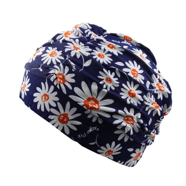 Gorro de baño de gran tamaño para mujer, para cabello largo y corto, para piscina, aguas termales, moda Joker, gorro de baño de tela con protección para los oídos