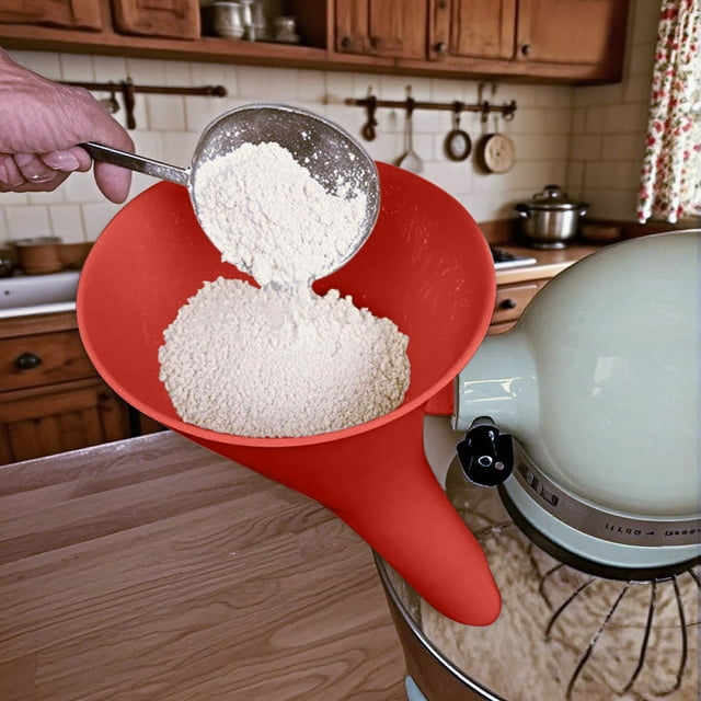 1Pcs Flour Funnel For Stand Mixer With Cleaning Brush 5 Colors Styles Dry Ingredient Pouring Funnel For And More Baking