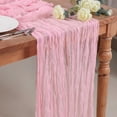 thumbnail image 2 of Cheesecloth Table Runner, 13Ft Pink Long Cheese Cloth Boho Gauze Table Runner for Wedding Bridal Baby Shower Birthday Holiday Party Sheer Table Decorations,1 Pcs, 2 of 6