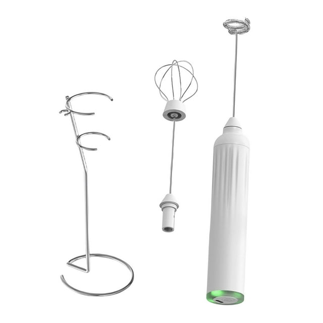 veasfak Mousseur à Lait Électrique USB pour Frappe Cappuccino Chocolat Chaud Blanc