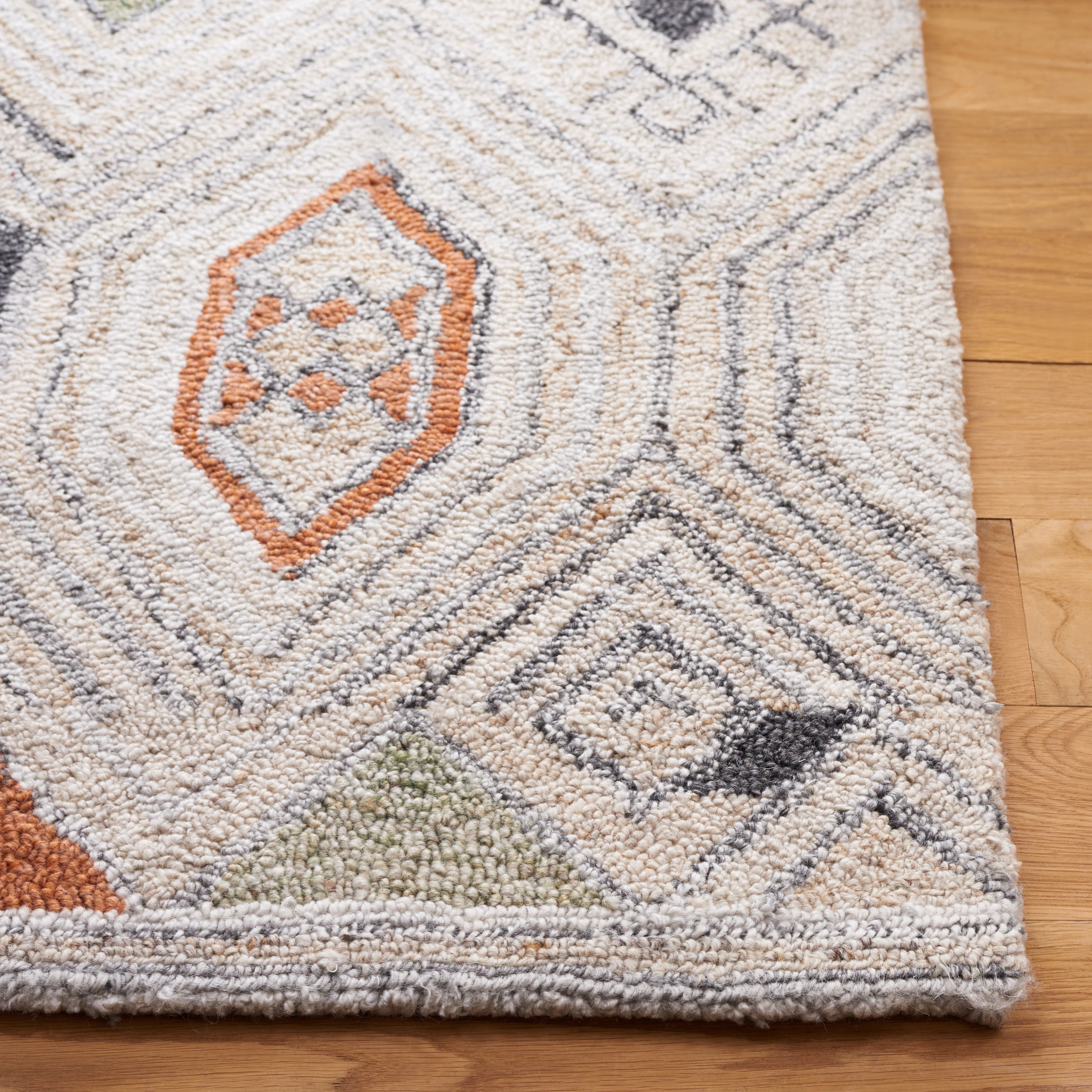 SAFAVIEH Marquee Blake Diamond Polyester Runner Rug, Rust/Grey, 2'3" x 8'