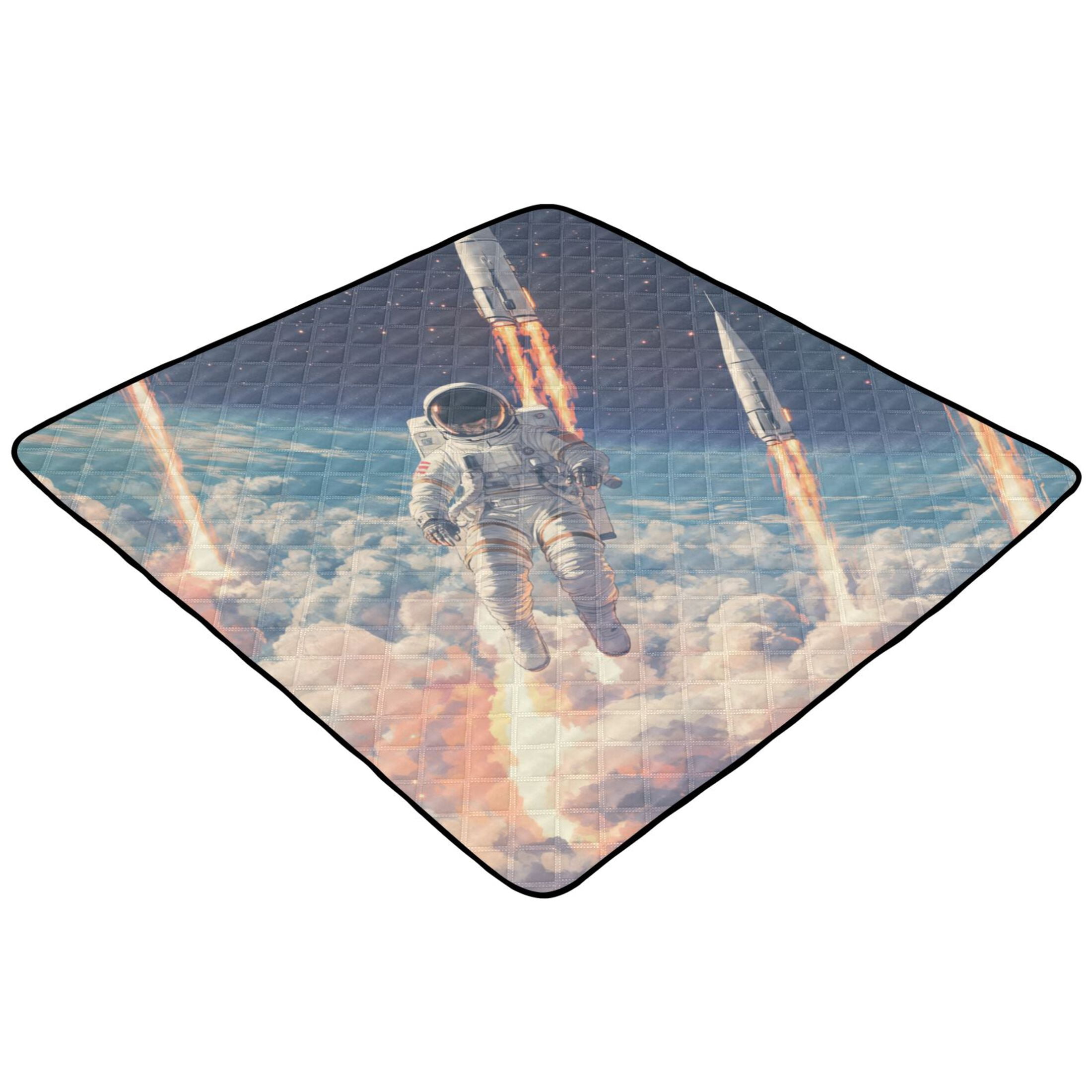 WOBOGO Astronauts Fly Into Space Baby Playmats Extra Large Waterproof Rollable Activity Pads for Toddlers 50×50inch