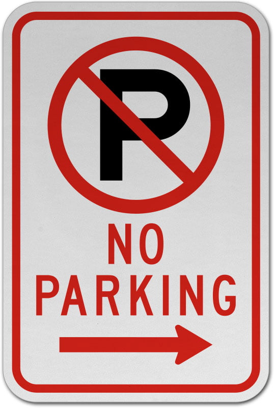 No Parking On The Right Sign 8" x  8" 