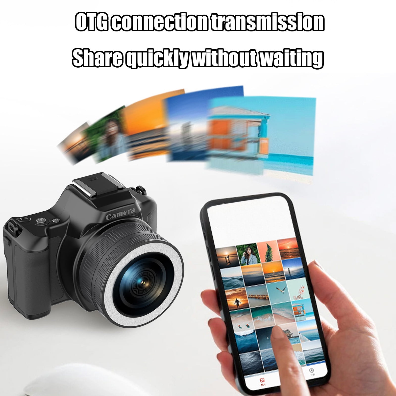 Ckraxd CCD Mini DSLR Camera 48MP Dual Lens High Definition Compact Digital Camera with Rotating Focus, Multiple Filters for Versatile Photography