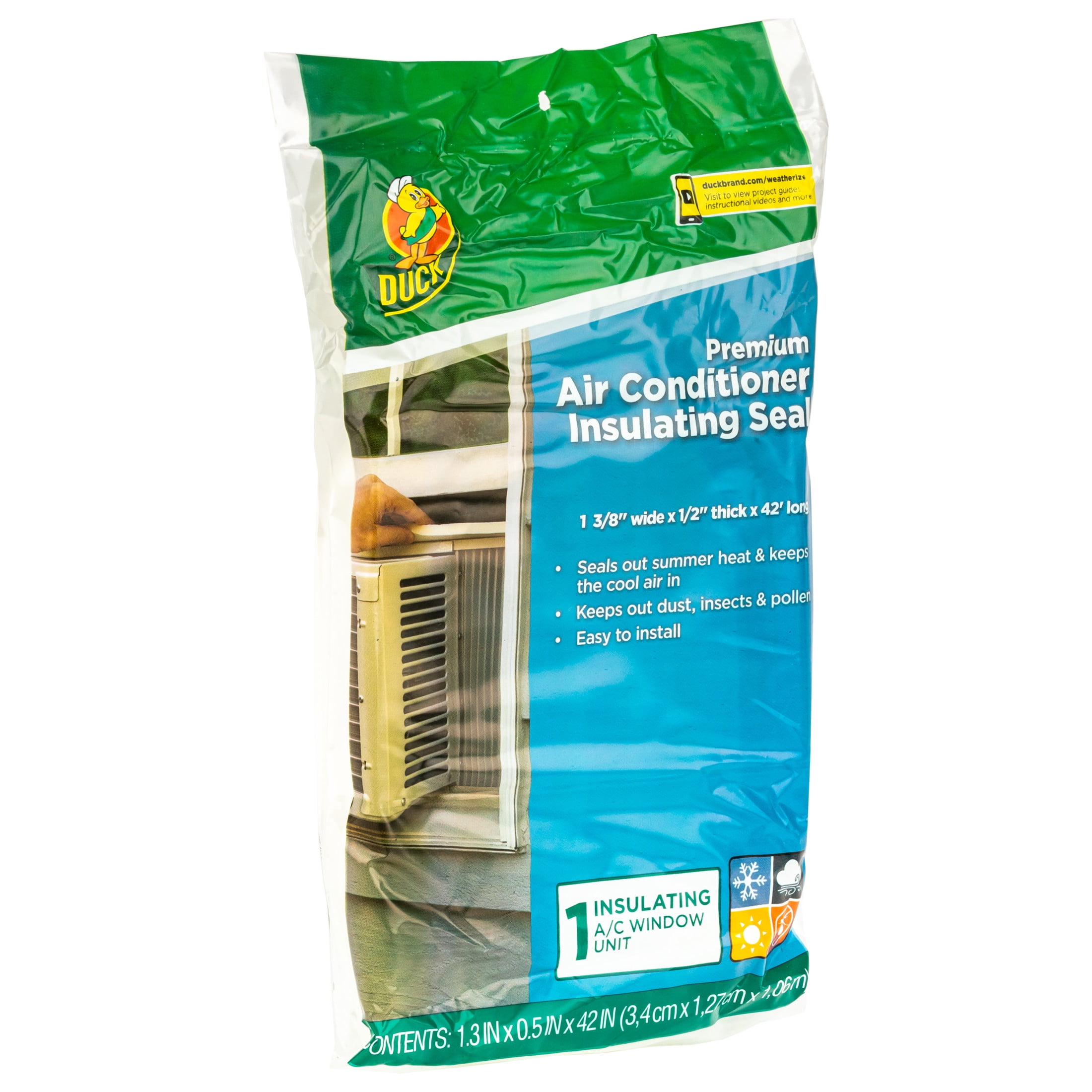 Duck Window Air Conditioner Foam Insulating Seal, 1.38 in. x .5 in. x 42 in.