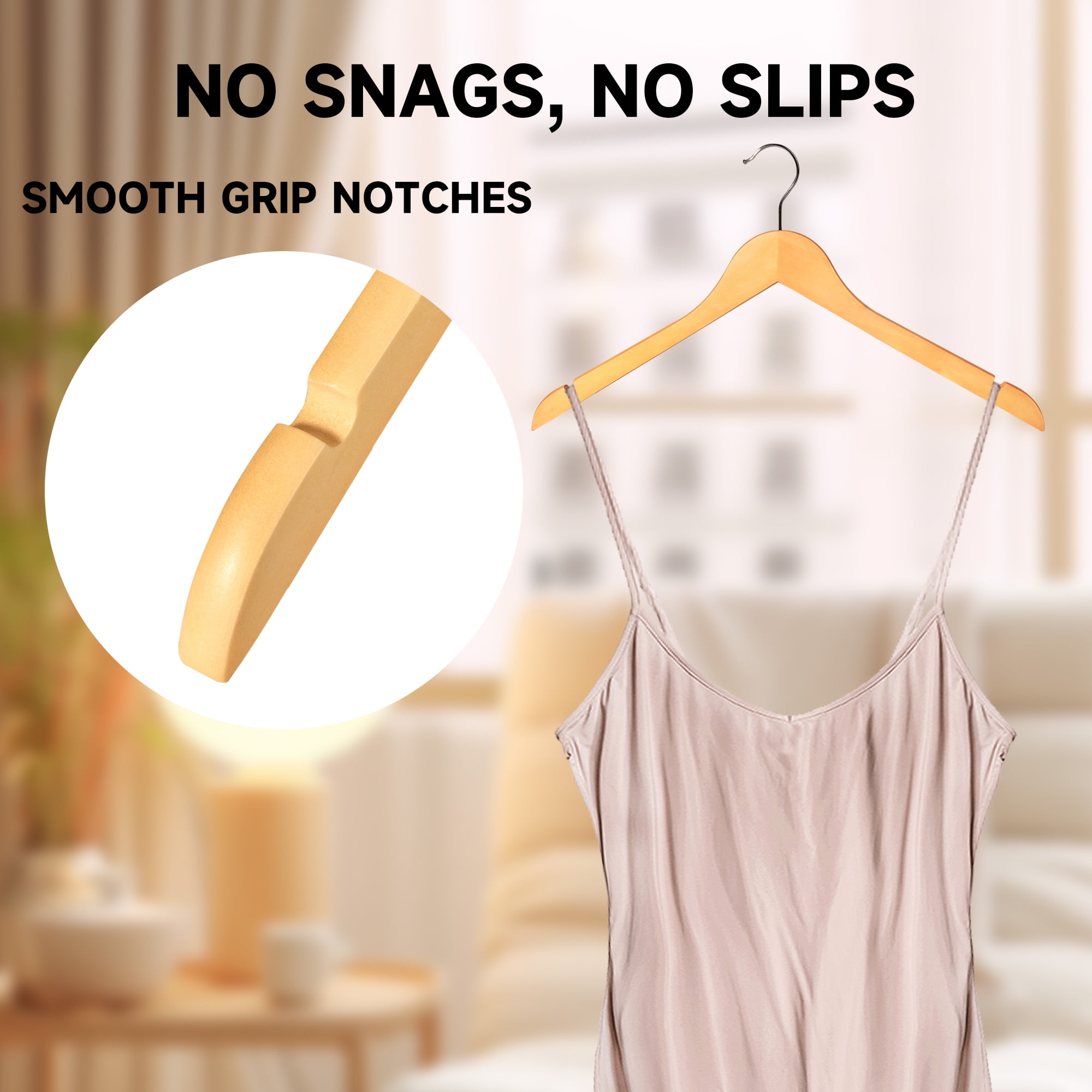 BP4U 36-Pack Premium Wooden Clothes Hangers, Solid Wood Coat Shirt Top Hangers for Jackets, Shirts, Dresses(Natural Wood)