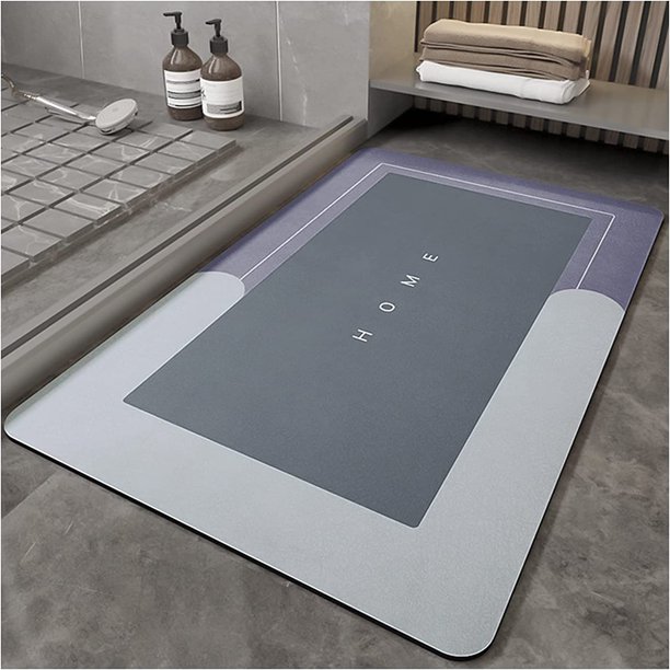 IWNTWY Thin Bath Mat, Absorbent Quick Dry Non Slip Bathroom Mats Rugs