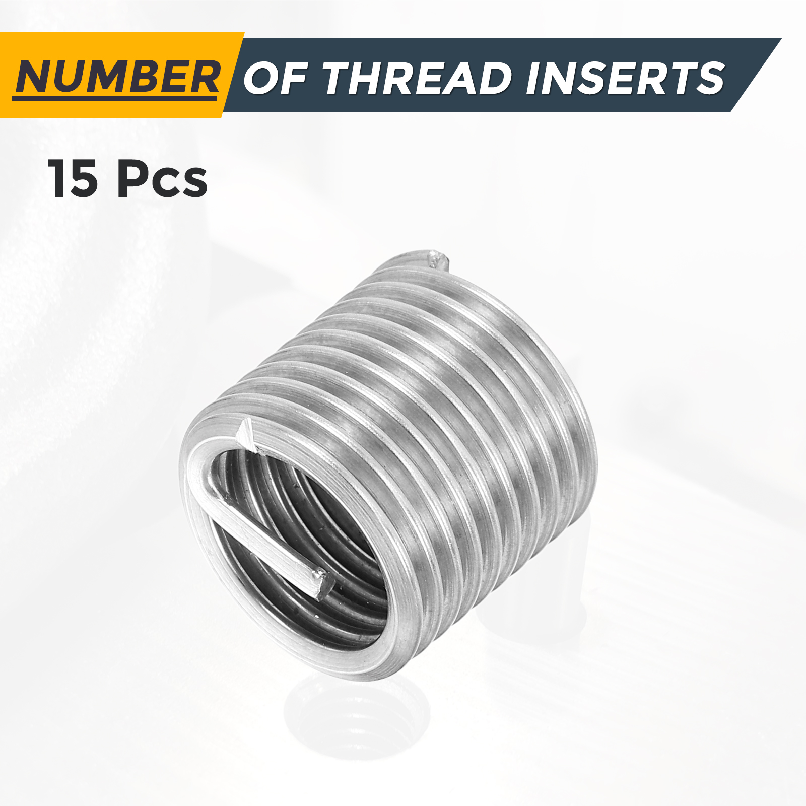 Uxcell 15pcs Wire Thread Inserts M18 x 2.5 x 1.5D Metric Helical Threaded Sleeve