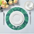 thumbnail image 4 of GZHJMY Tropical Palm Leaves Round Placemats, Durable Non-Slip Table Mat Heat and Stain Resistant Placemat for Kitchen Table Outdoor BBQ Activities, 4PCS, 4 of 6