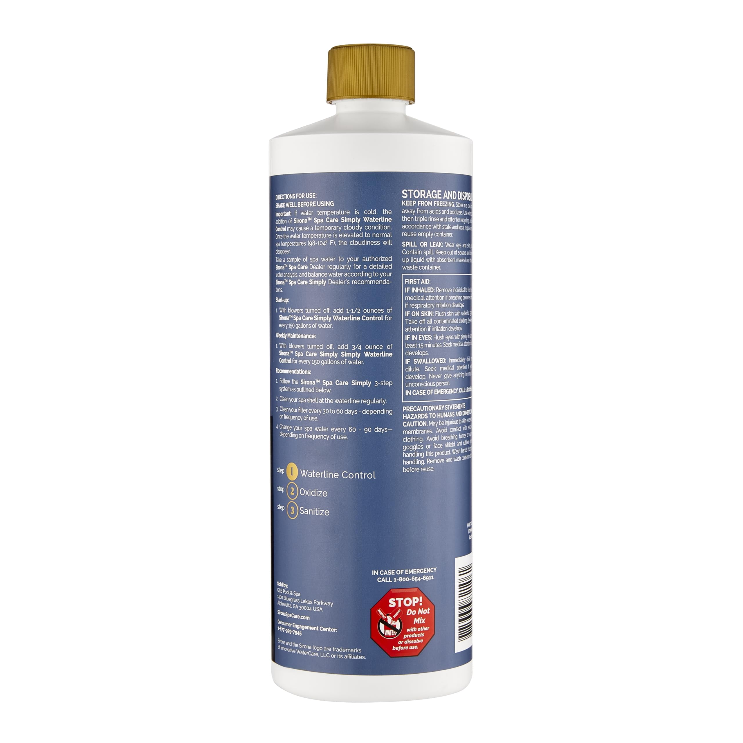 Sirona 82106 Simply Waterline Control 1 Qt - Chlorine-Free & Bromine-Free + QueBuy Pool Log Book