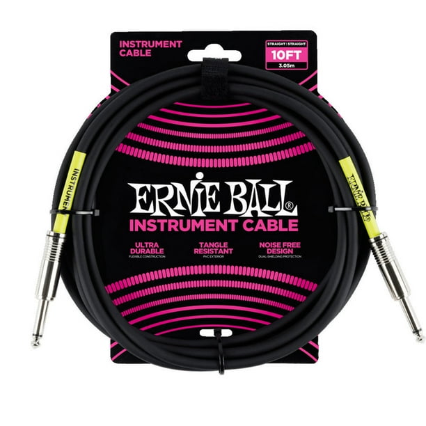 Ernie Ball Câble d'Instrument - 1/4" TS à 1/4", 10', Noir