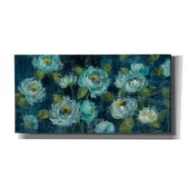 Epic Graffiti 'Indigo Mums' by Silvia Vassileva, Canvas Wall Art, 24"x12"