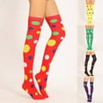 thumbnail image 5 of Xfvqtps Womens Polka Printed Christmas Clown Queuing Warm Stockings Over Knee Long Knee Length Tight Knit Socks Yellow, 5 of 5