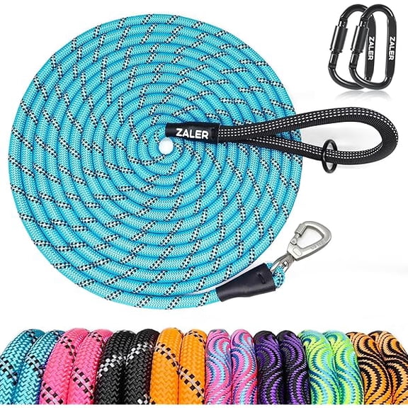 Eryueer Long Dog Leash, 50 feet 30ft 20ft 15ft 10ft Dog Training Lead, Heavy Duty Reflective Check Cord Recall Leash for Dogs Training, Playing, Camping, or Backyard (10FT, Blue)
