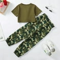 thumbnail image 3 of KIMI BEAR Big Girls Pant Sets Fall 7 Years Big Girls 8 Years Big Girls Clothing Sets Solid Color Short Sleeves Twist Top Camouflage Print Pants 2pcs Outfits Sets Fall Green, 3 of 9