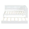 thumbnail image 5 of Twin Size Daybed with 10 Storage Shelves, Wooden Bed with Twin Size Trundle, Shelves and Sockets, No Box Spring Needed, White, 5 of 7