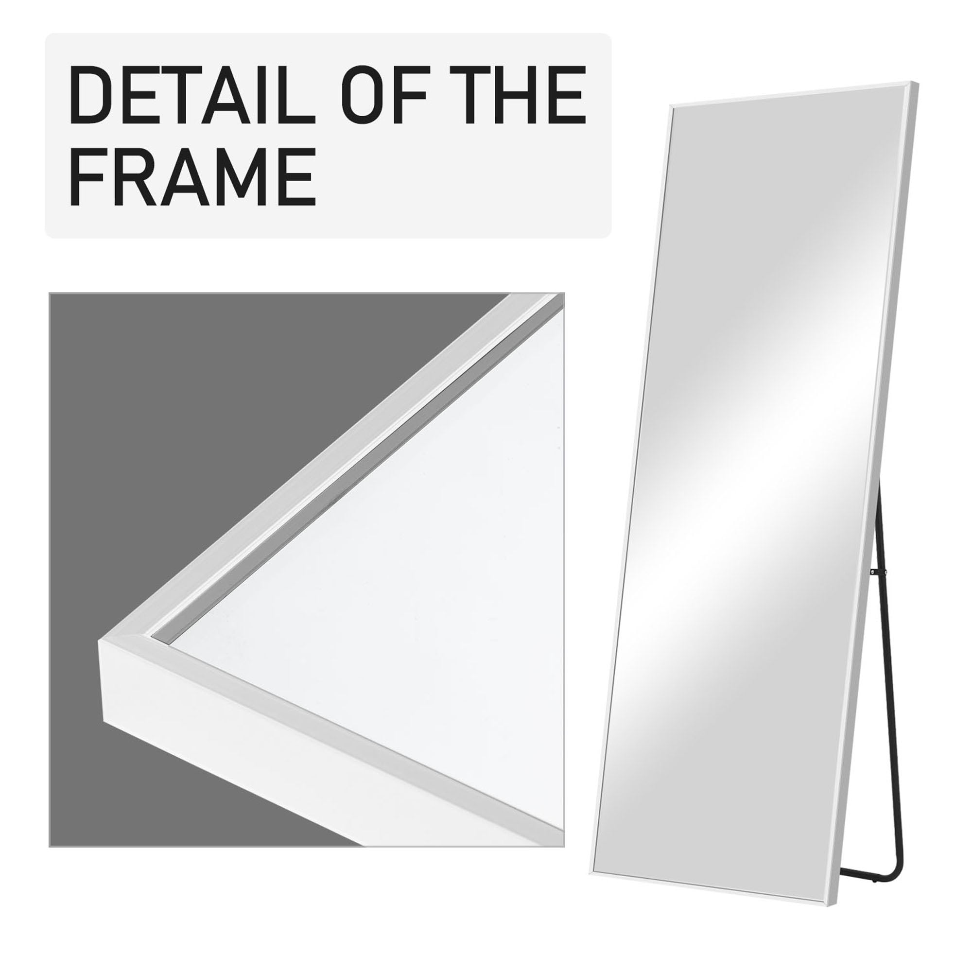 19 in x 58 in White Modern Floor Mirror