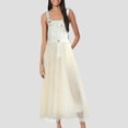 thumbnail image 1 of WILLBEST Vestido Lino Mujer Vestido Casual Elegante De Mujer Con Cuello Cuadrado Largo Sin Mangas De Malla En Capas Maxi Vestido Para Uso Diario Fiesta Vacaciones Y Salidas, 1 of 3