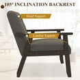 thumbnail image 6 of Westice Accent Chair 1PC, Mid-Century Modern Living Room Chairs with Solid Wood Frame & Soft Thicken Cushion, Upholstered Arm Reading Chair for Bedroom, Balcony, Grey Linen Fabric & Black Legs, 6 of 9