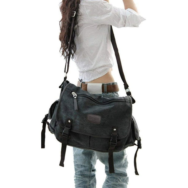Large canvas messenger bag deals