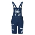 thumbnail image 5 of YLSDY Men's Slim Fit Bib Overalls Denim Ripped Funny Letter Print Distressed Jumpsuit with Pocket Pants Jeans Ripped Shorts Straight Type Overalls Dark Blue 4, 5 of 6
